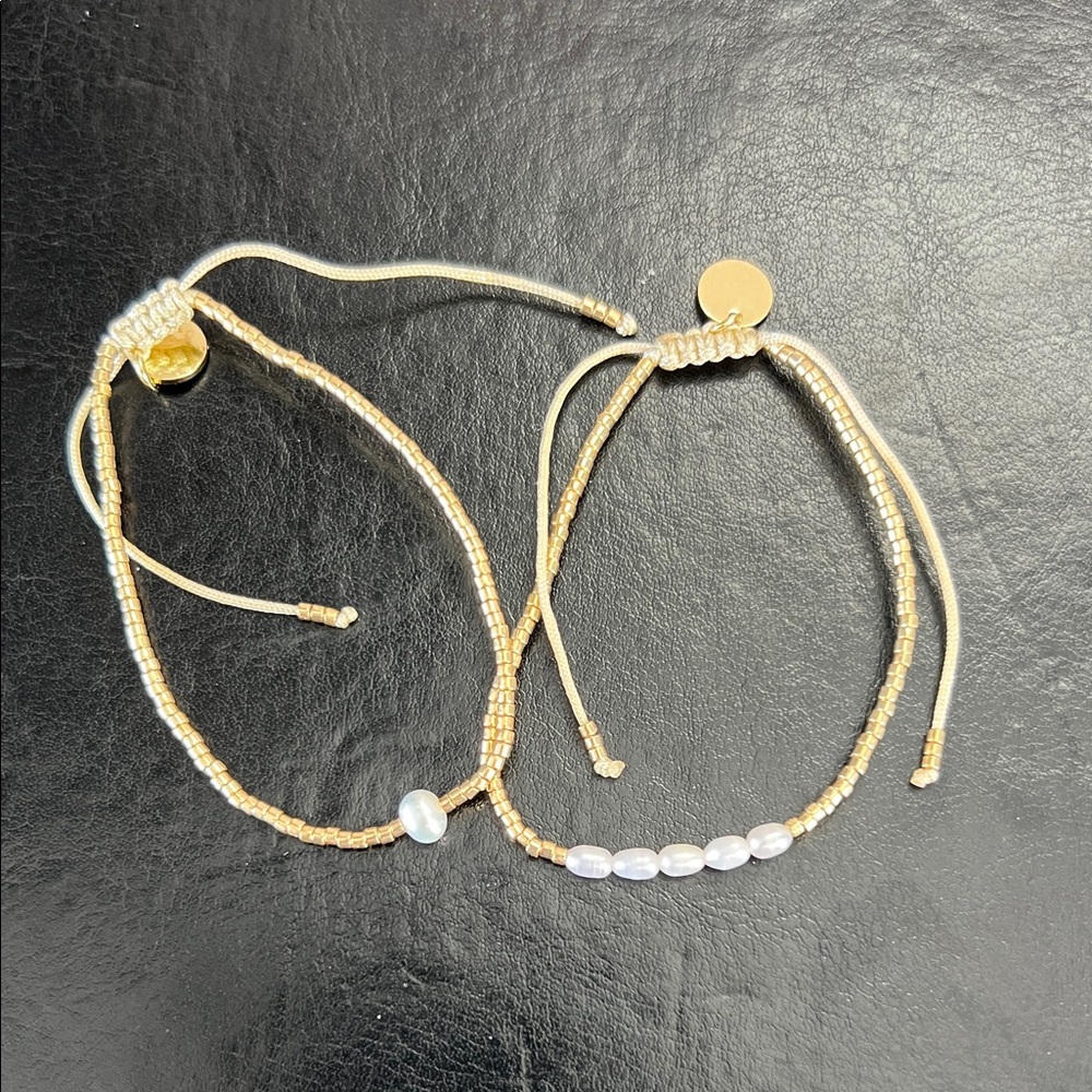 Trendy boutique Gold Beaded Bracelets with Pearl Accents